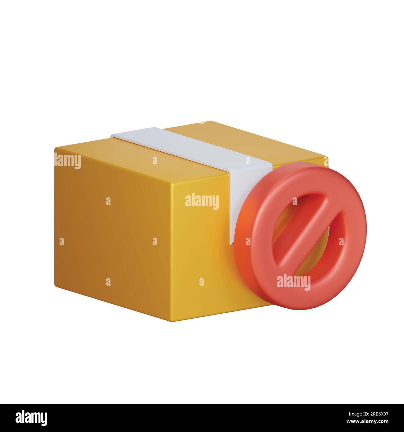 icona di notifica della consegna, icona di notifica del completamento del pacchetto, icona del pacchetto negato, protezione, ricerca, icona del pacchetto timer impostata su sfondo bianco, 3d. Foto Stock