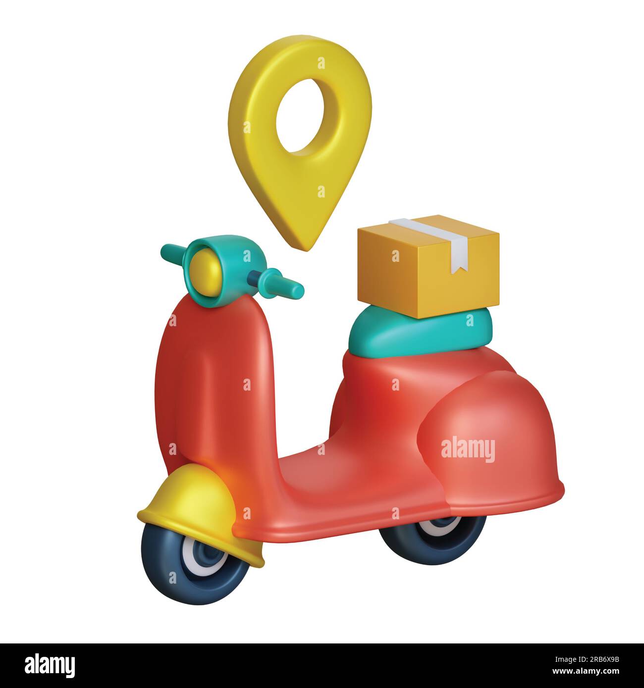 icona di notifica della consegna, icona di notifica del completamento del pacchetto, icona del pacchetto negato, protezione, ricerca, icona del pacchetto timer impostata su sfondo bianco, 3d. Foto Stock