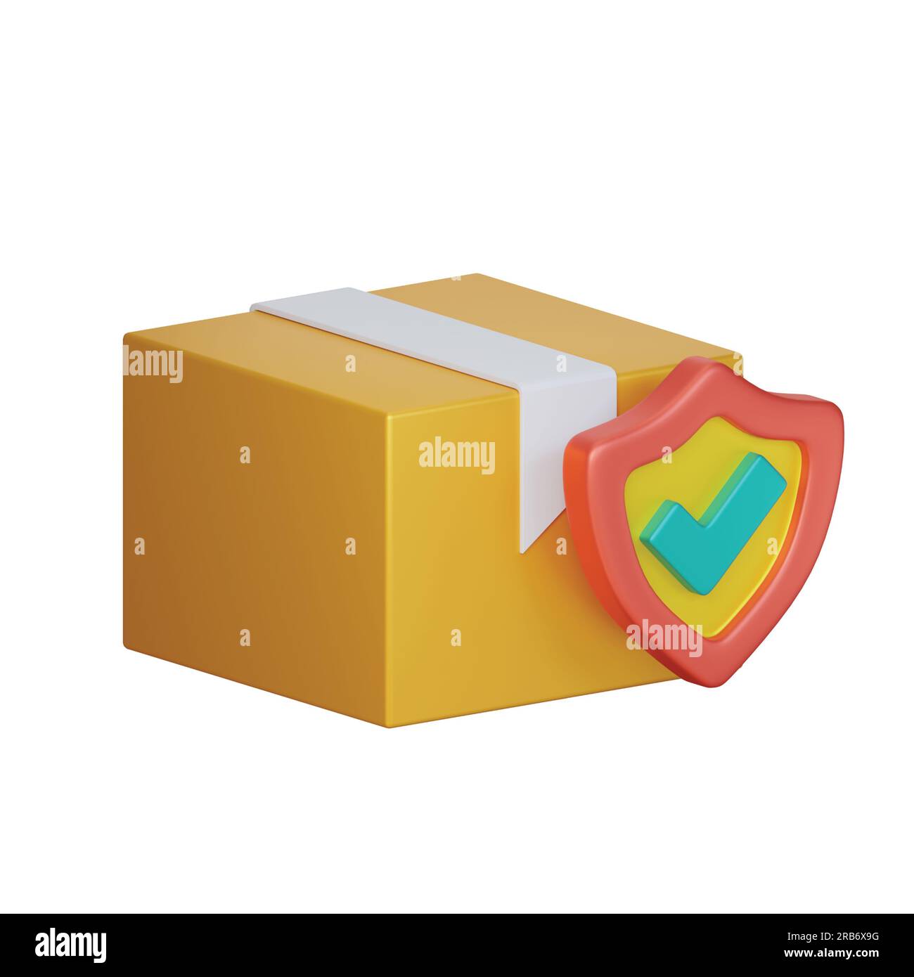 icona di notifica della consegna, icona di notifica del completamento del pacchetto, icona del pacchetto negato, protezione, ricerca, icona del pacchetto timer impostata su sfondo bianco, 3d. Foto Stock