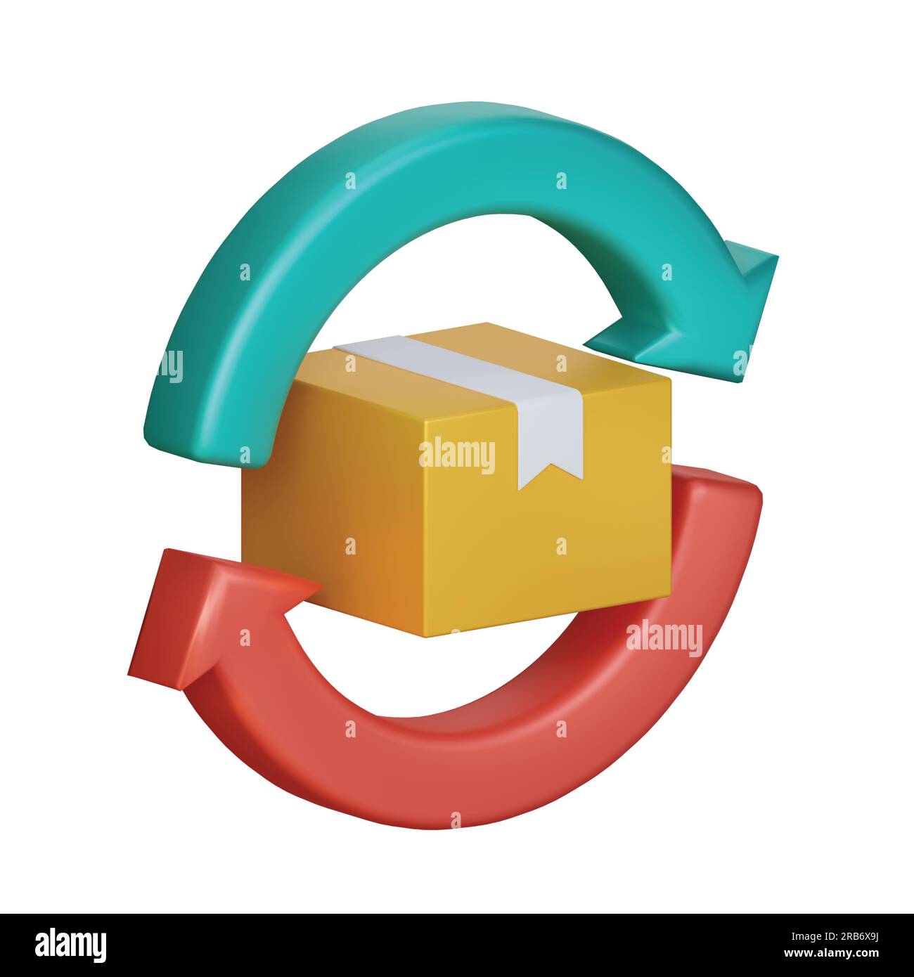 icona di notifica della consegna, icona di notifica del completamento del pacchetto, icona del pacchetto negato, protezione, ricerca, icona del pacchetto timer impostata su sfondo bianco, 3d. Foto Stock