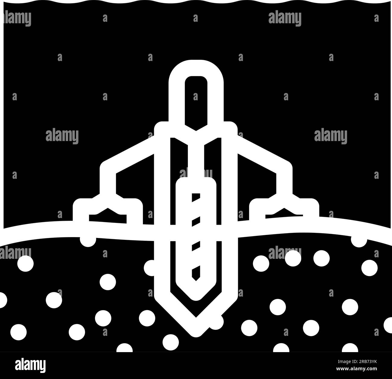 illustrazione vettore icona glifo ingegnere petrolifero per la perforazione offshore Illustrazione Vettoriale