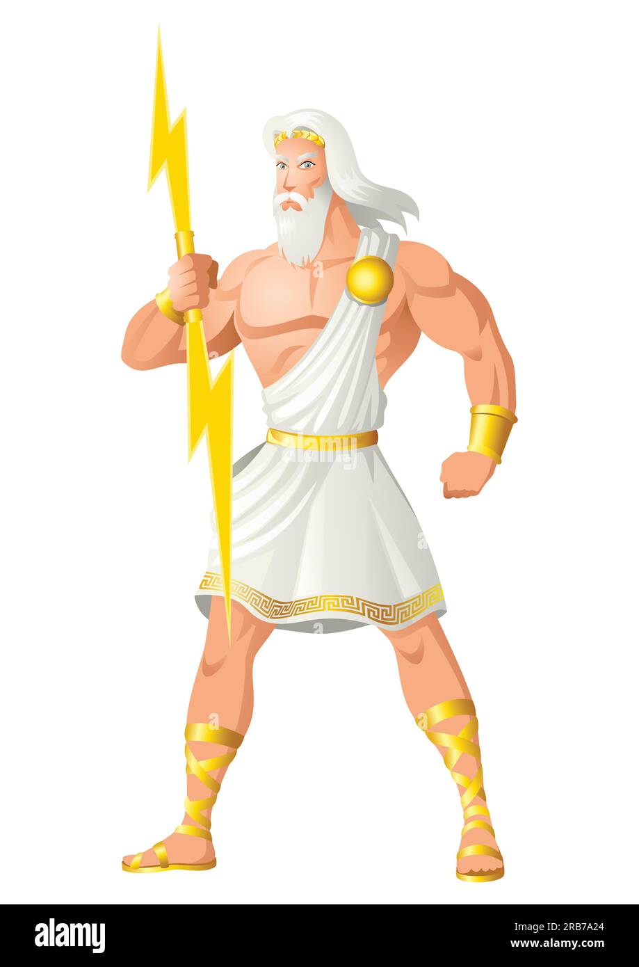 Serie di illustrazioni vettoriali su dio greco e dea, Zeus, Padre degli dei e degli uomini Illustrazione Vettoriale