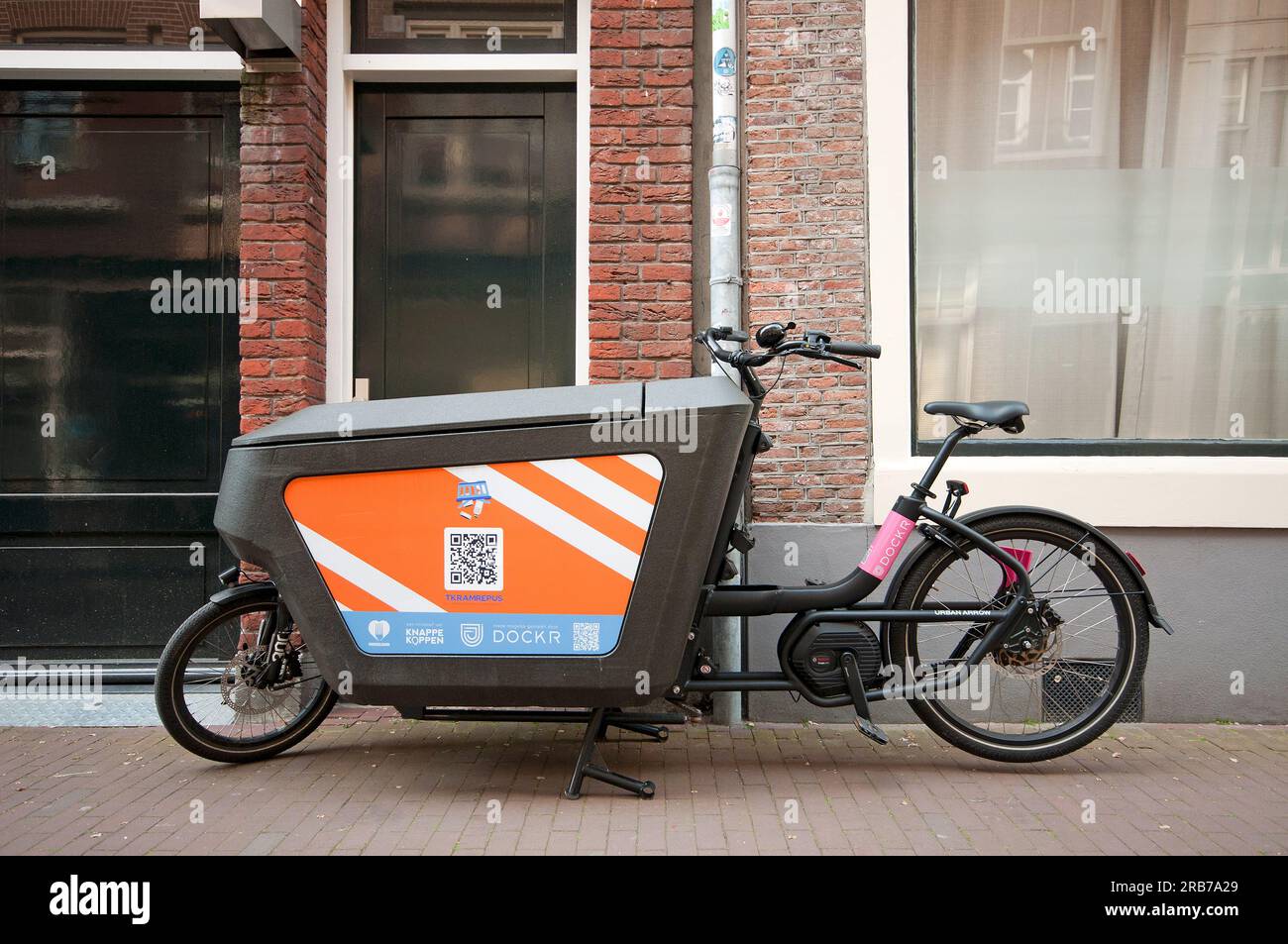 Bici elettrica da carico ad Amsterdam, Paesi Bassi Foto Stock