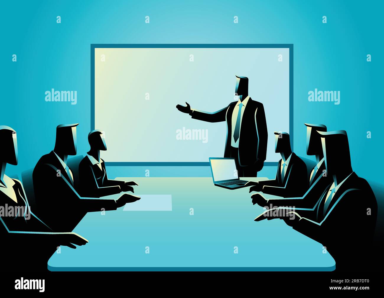 Illustrazione di affari della gente di affari che ha una riunione Illustrazione Vettoriale