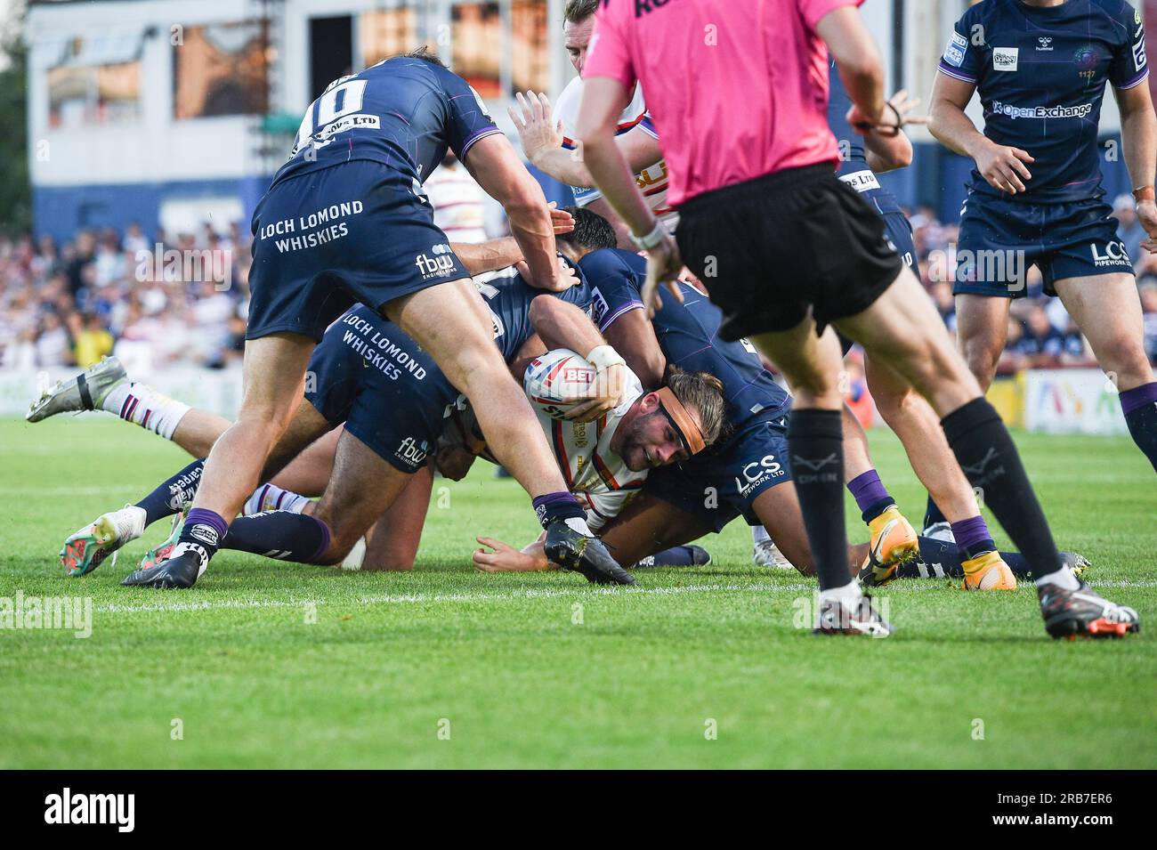 Wakefield, Inghilterra - 7 luglio 2023 - il Liam Kay della Wakefield Trinity è breve. Betfred Super League , Wakefield Trinity vs Wigan Warriors al Be Well Support Stadium, Wakefield, Regno Unito Foto Stock