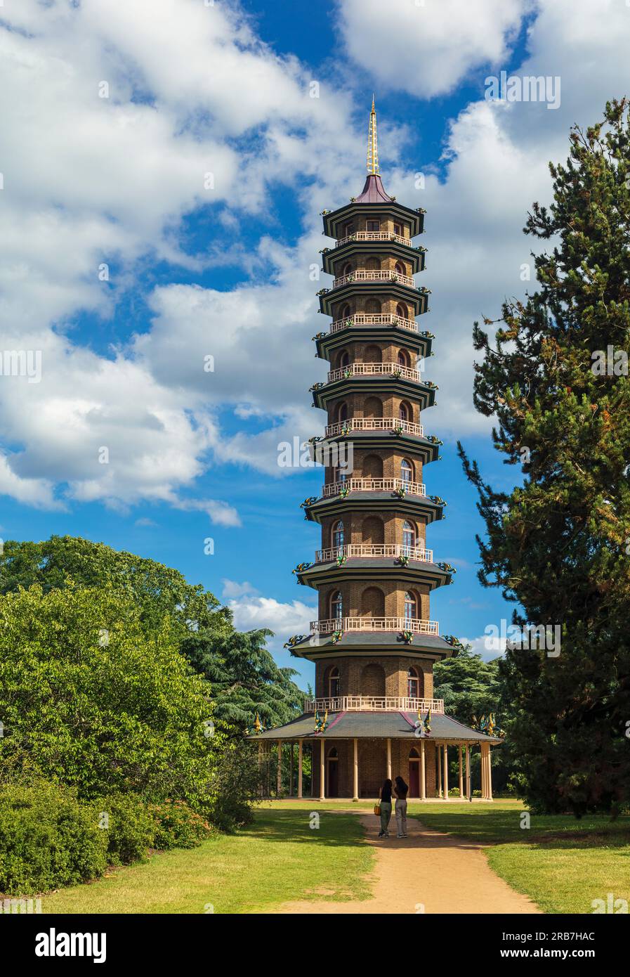 La grande Pagoda a Kew Gardens, Richmond, Londra, Surrey, Regno Unito. Foto Stock