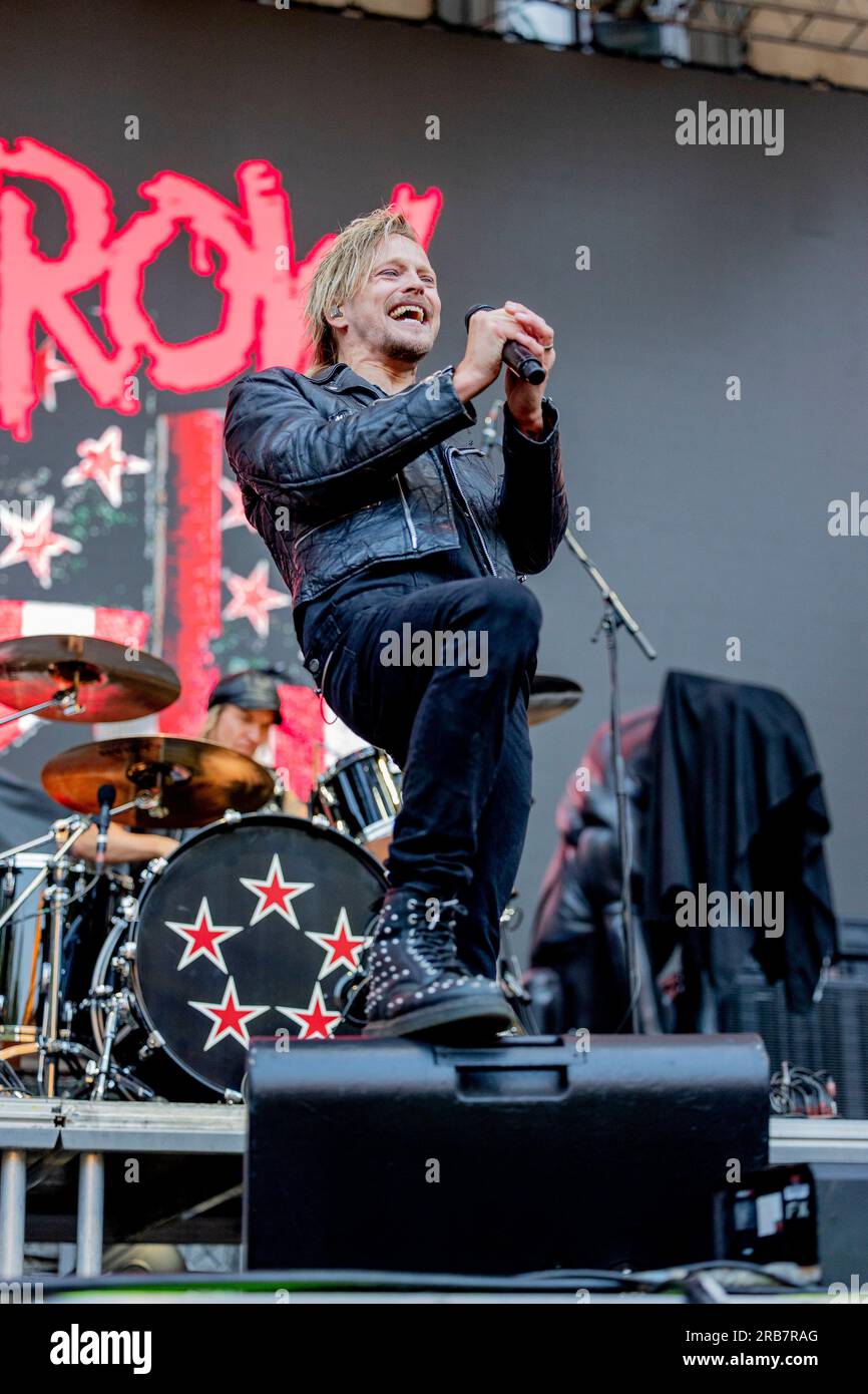 Italia 29 giugno 2023 Skid Row - atto di apertura per KISS - live in Piazza Napoleone Lucca © Andrea Ripamonti / Alamy Foto Stock