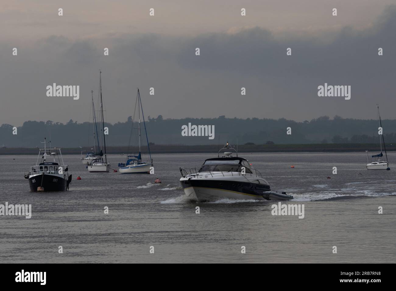 Princess Yachts V50, incrociatore a motore, fiume Deben Suffolk Foto Stock