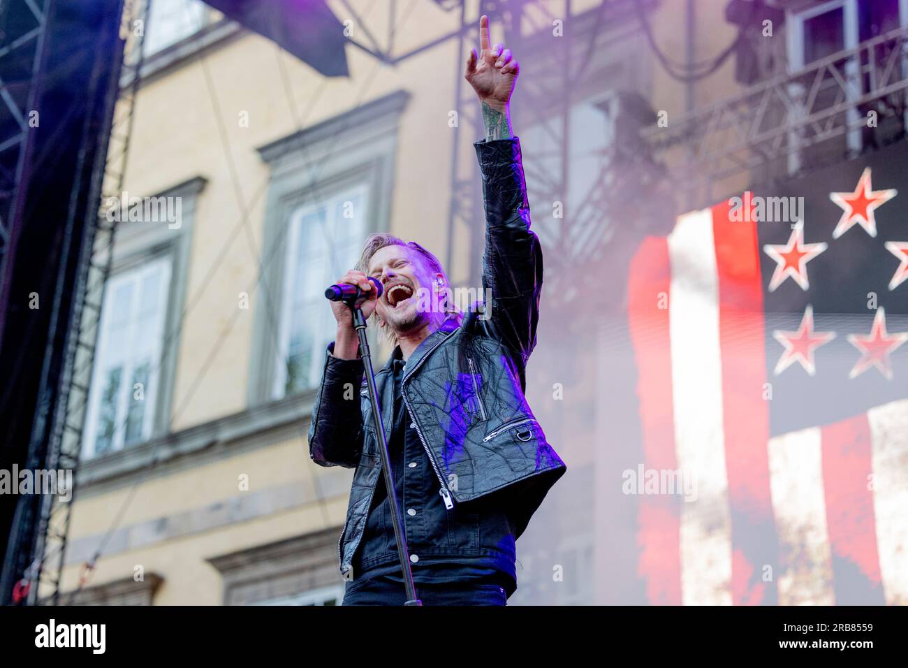 Italia 29 giugno 2023 Skid Row - atto di apertura per KISS - live in Piazza Napoleone Lucca © Andrea Ripamonti / Alamy Foto Stock