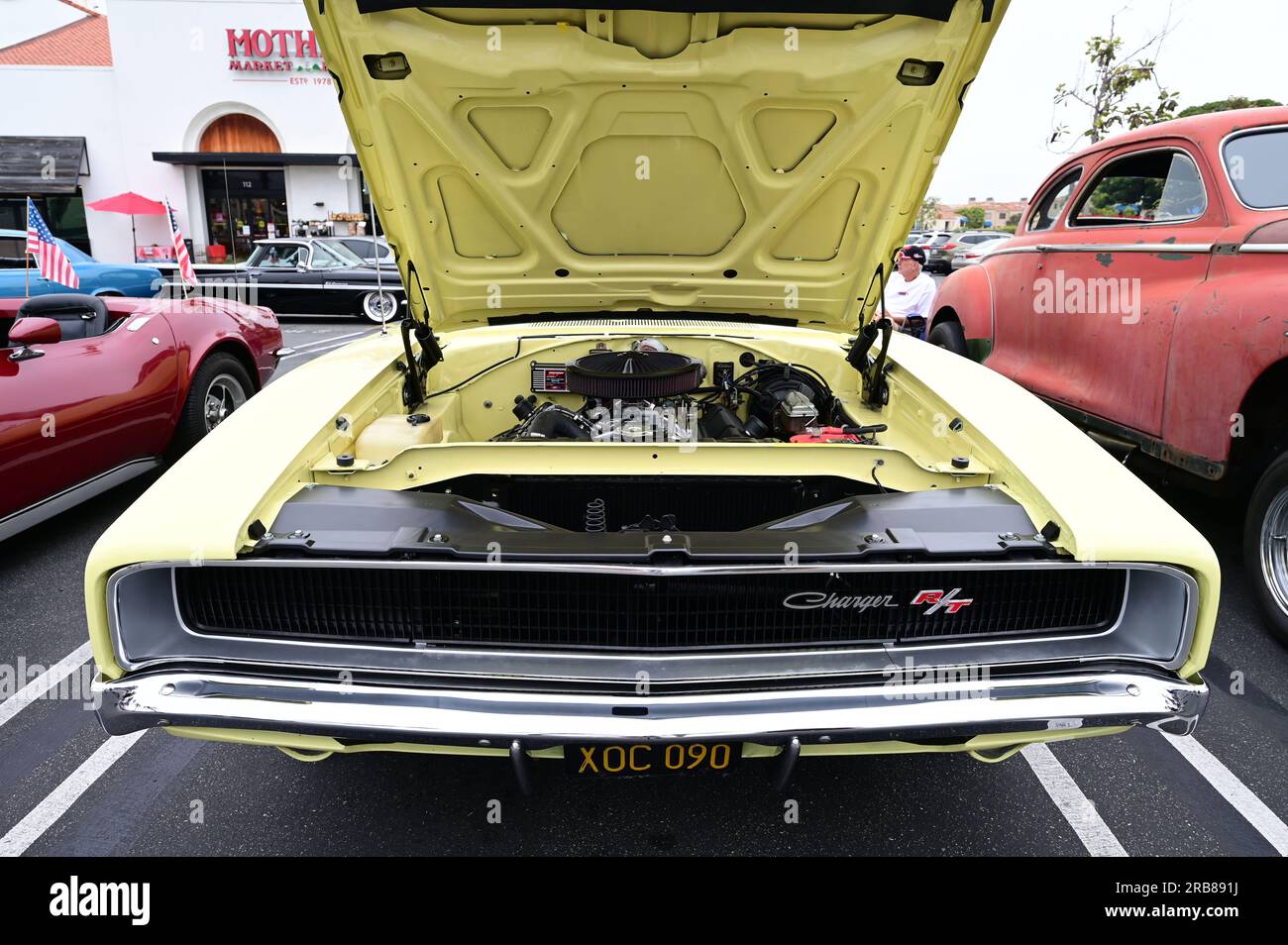 Il motore di un caricatore Dodge. Foto Stock