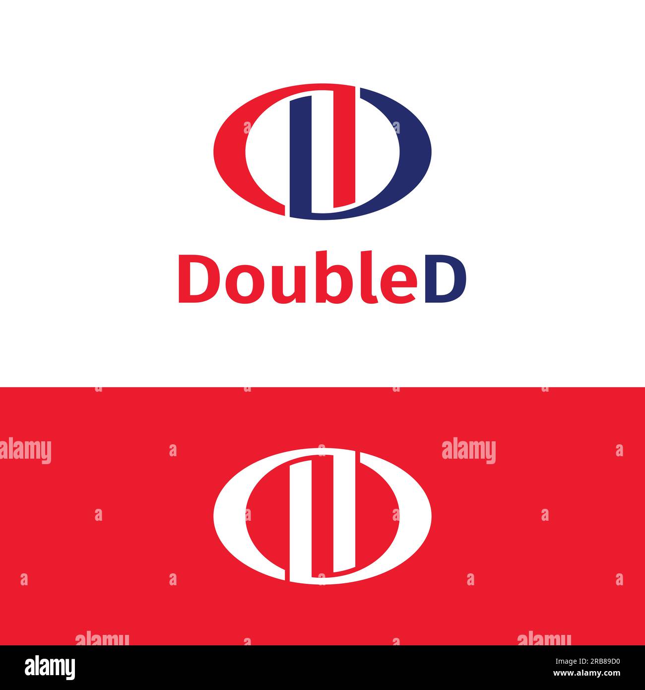 Lettera monogramma D DD Rosso Blu in semplice stile moderno a interblocco per il modello di design del logo General Fashion Apparel Finanza Sport fitness Illustrazione Vettoriale