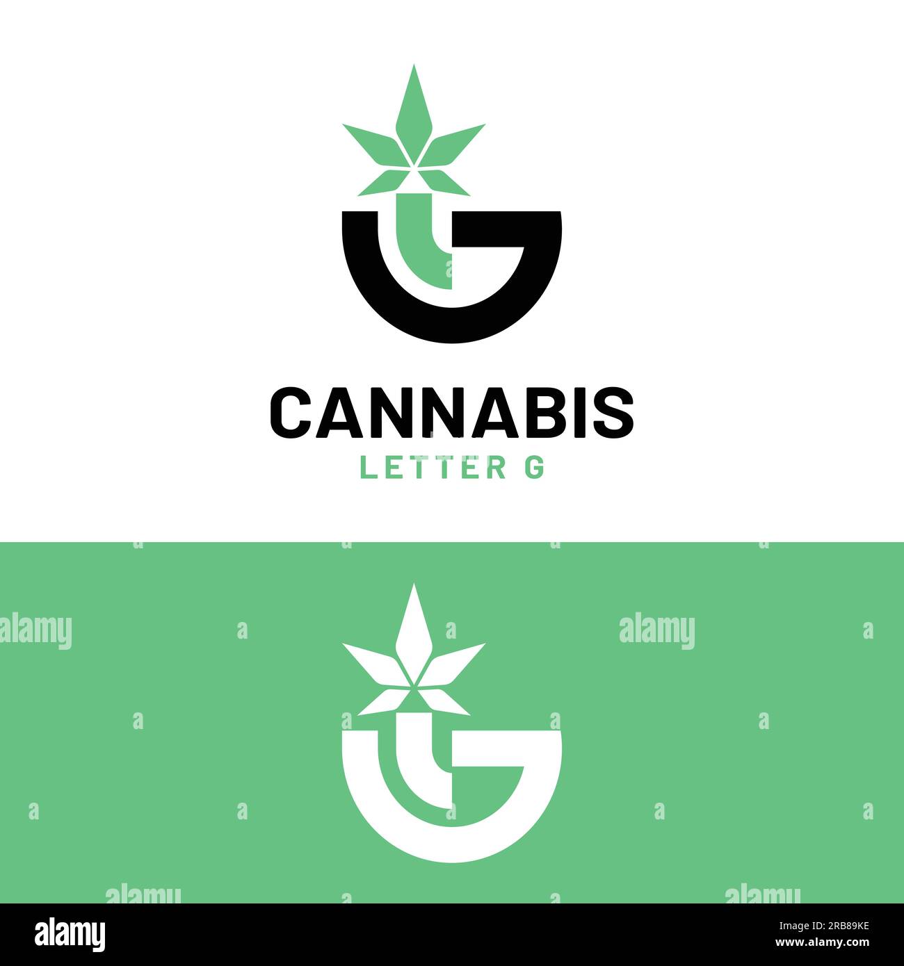 Lettera iniziale G Cannabis in stile minimalista moderno per Cannabis Hashish Weed marijuana Hemp Plant Business Brand Company Shop Logo modello di design Illustrazione Vettoriale