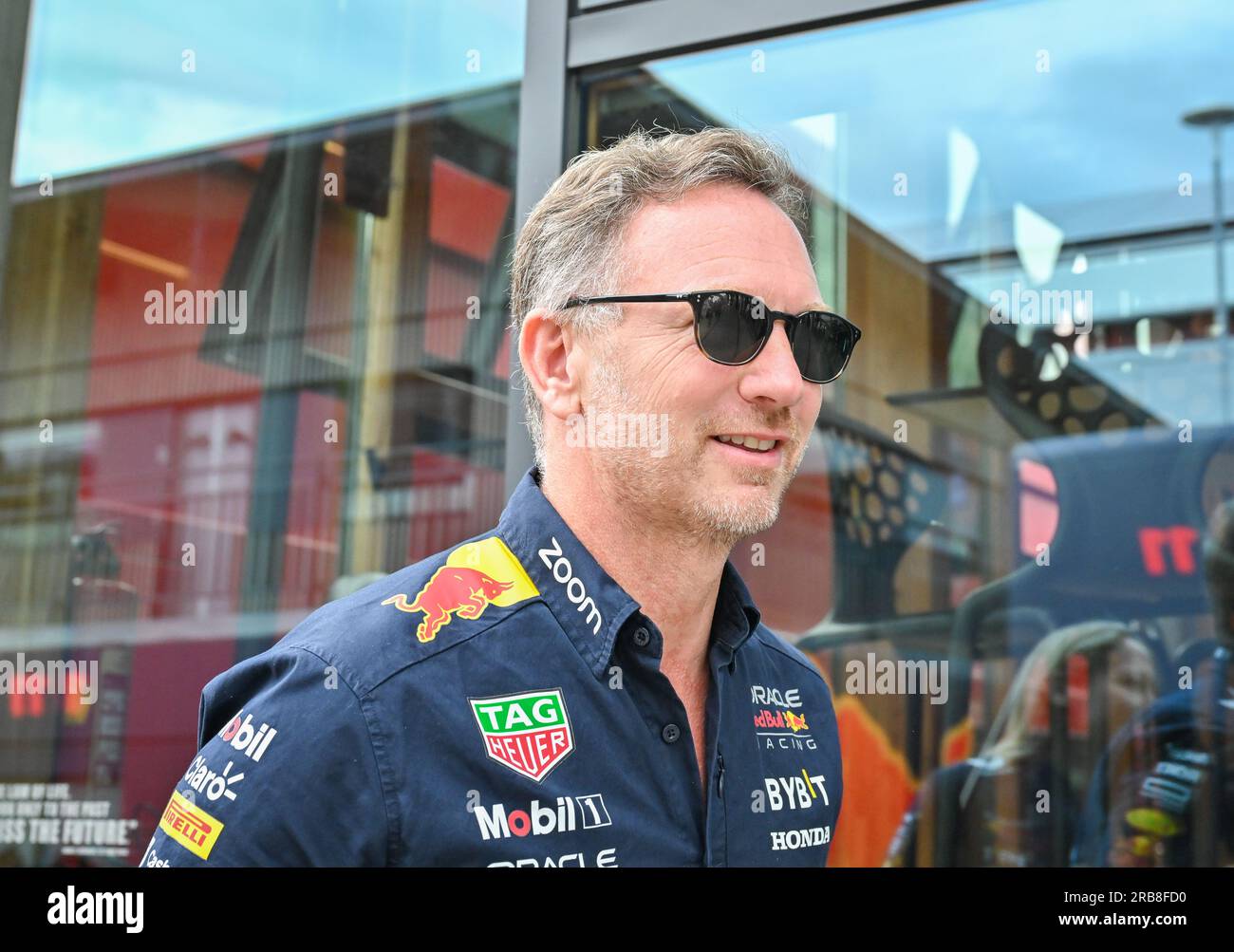 Towcester, Regno Unito. 8 luglio 2023. Silverstone, Towcester, Northamptonshire, Regno Unito, l'8 luglio 2023. Christian Horner arriva al Paddock durante il Gran Premio di Formula 1 Aramco a Silverstone, Towcester, Northamptonshire, Regno Unito, l'8 luglio 2023. Crediti: Francis Knight/Alamy Live News Foto Stock