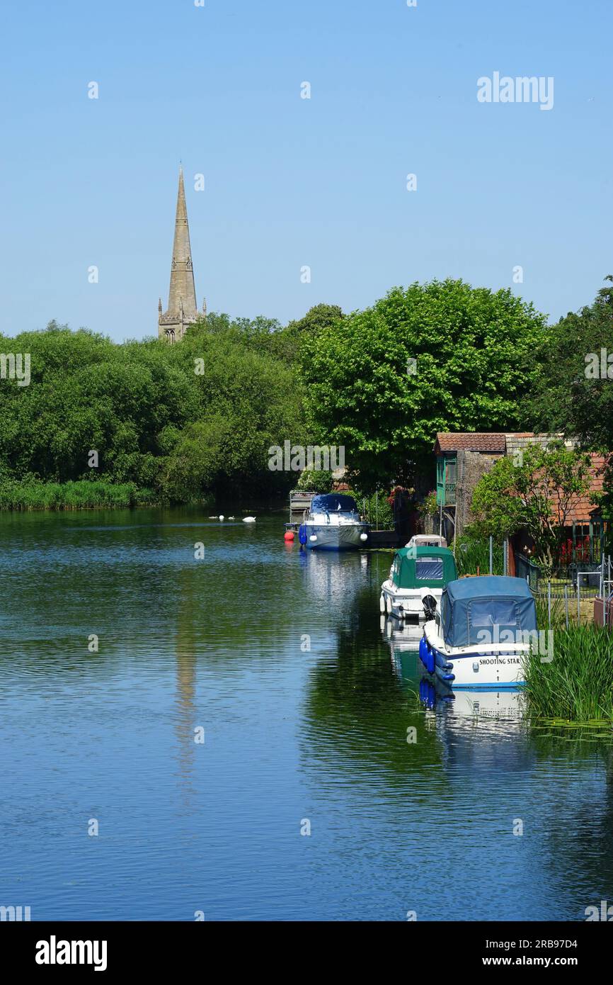 Vista sul fiume Great Ouse da St Ives Foto Stock