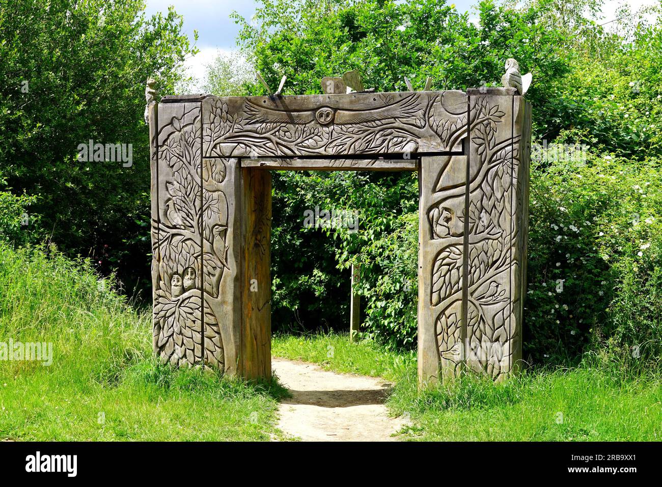 Porta d'ingresso al Magic Wood, Heartwood Forest, Hertfordshire Foto Stock