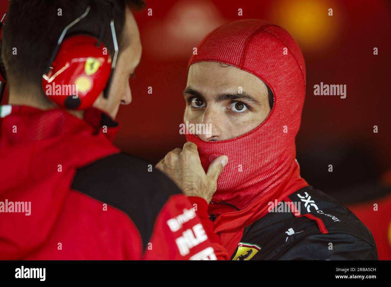 SAINZ Carlos (spa), Scuderia Ferrari SF-23, ritratto durante il Gran Premio britannico di Formula 1 2023 Aramco, decimo round del Campionato Mondiale di Formula 1 2023 dal 7 al 9 luglio 2023 sul circuito di Silverstone, nel Regno Unito Foto Stock