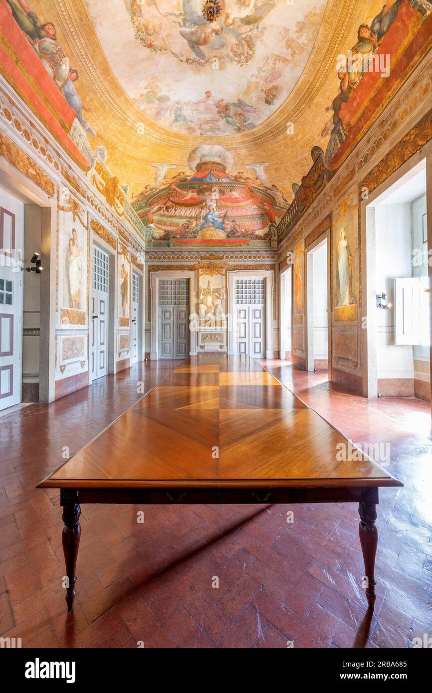 Sala del trono, Palazzo di Mafra, Mafra, Portogallo Foto Stock