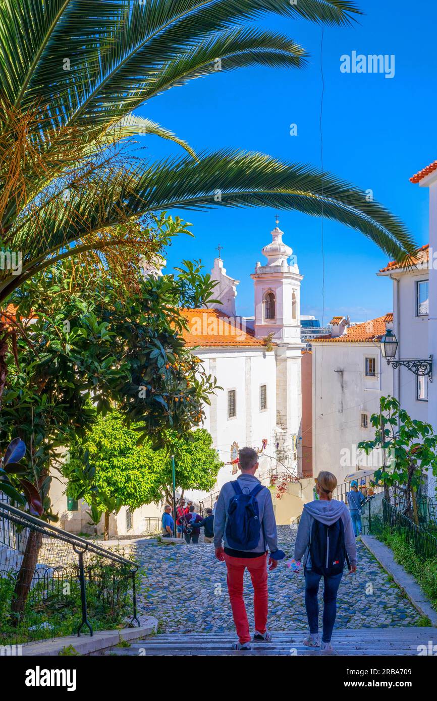 Quartiere di Alfama, Lisbona, Portogallo Foto Stock