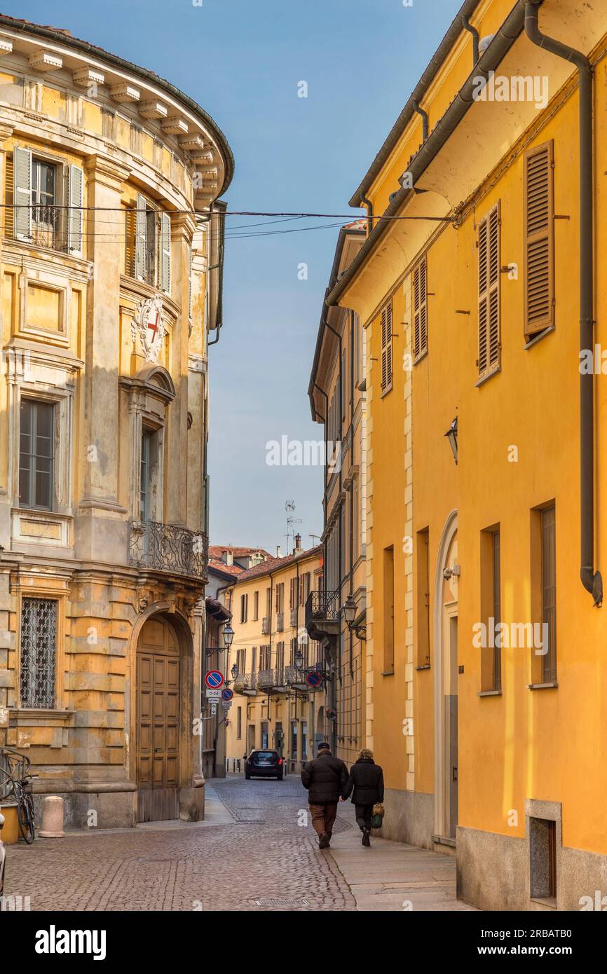 Via San Cristoforo, Vercelli, Piemonte, Italia Foto Stock