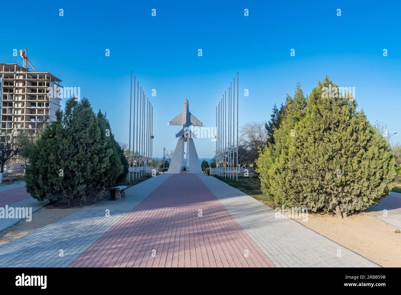 Monumento MIG, Aktau, Mar Caspio, Kazakistan Foto Stock