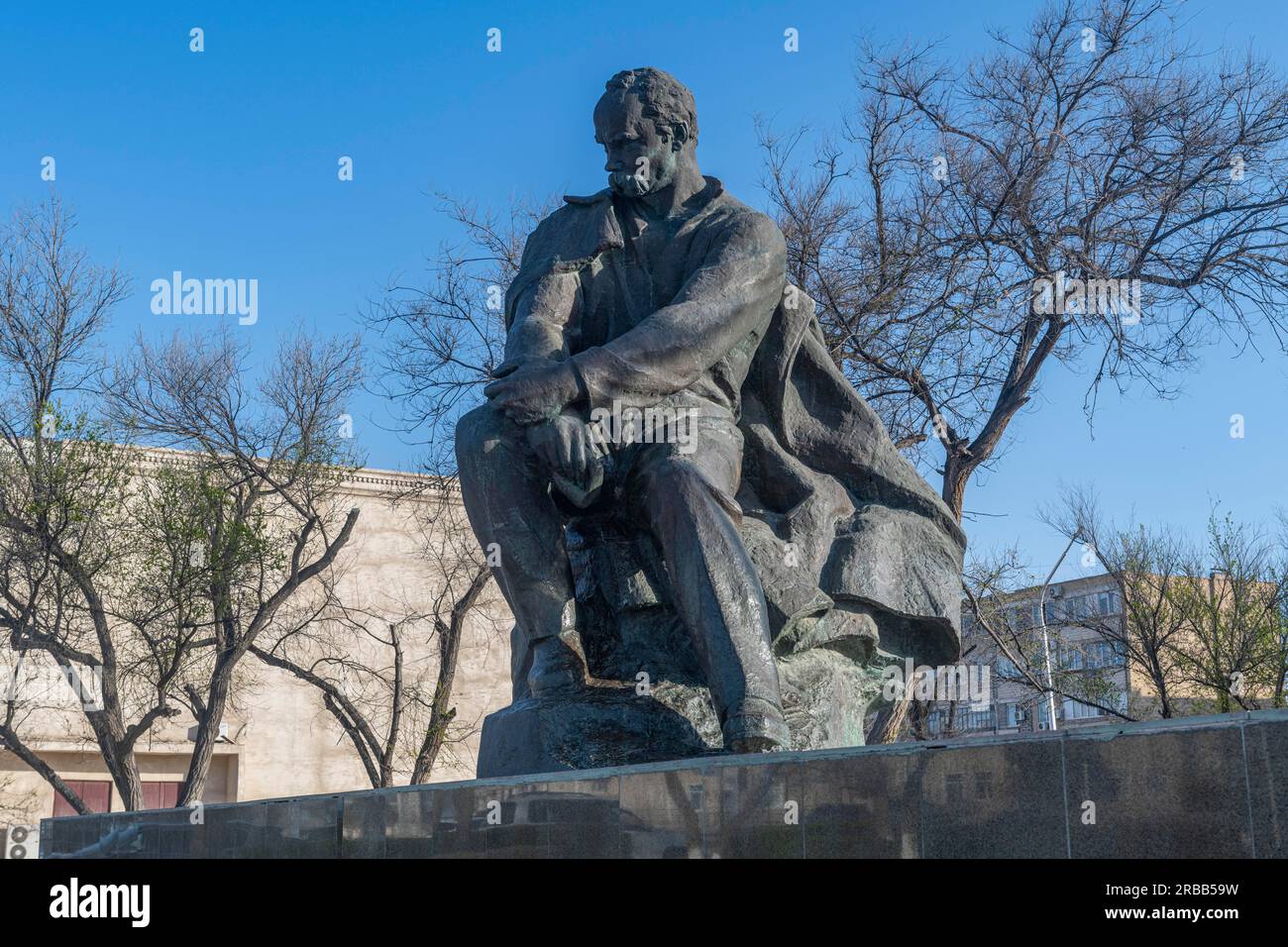 Monumento a Shevchenko, Aktau, Mar Caspio, Kazakistan Foto Stock