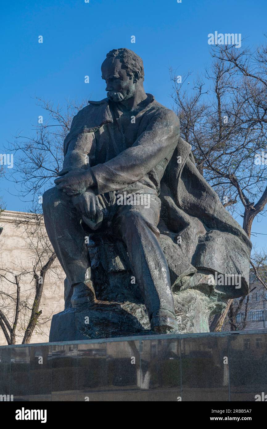 Monumento a Shevchenko, Aktau, Mar Caspio, Kazakistan Foto Stock