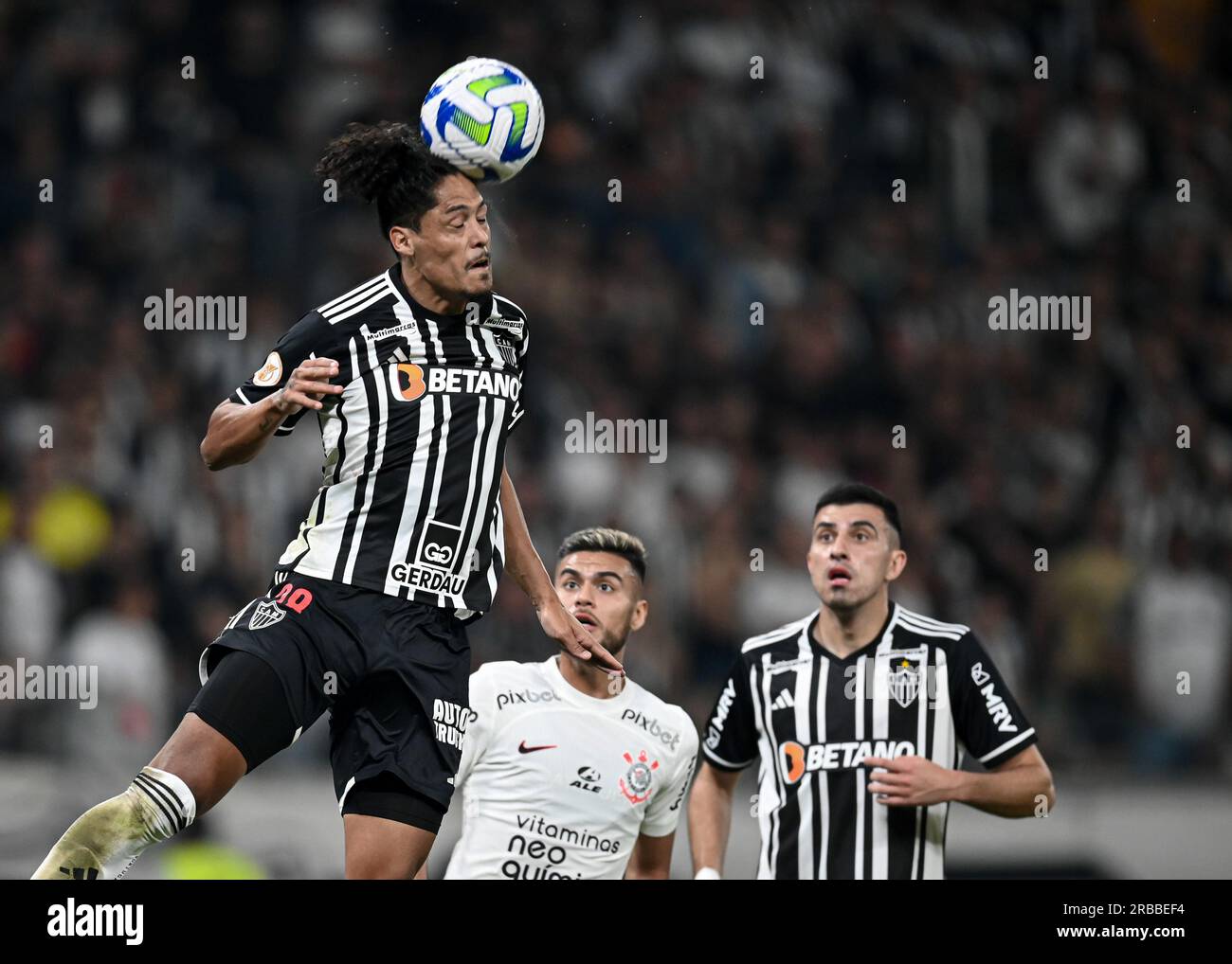 Belo Horizonte, Brasile. 8 luglio 2023. Mauricio Lemos dell'Atletico Mineiro, durante la partita tra Atletico Mineiro e Corinthians, per la serie A brasiliana 2023, allo Stadio Mineirao, a Belo Horizonte l'8 luglio. Foto: Gledston Tavares/DiaEsportivo/Alamy Live News Credit: DiaEsportivo/Alamy Live News Foto Stock