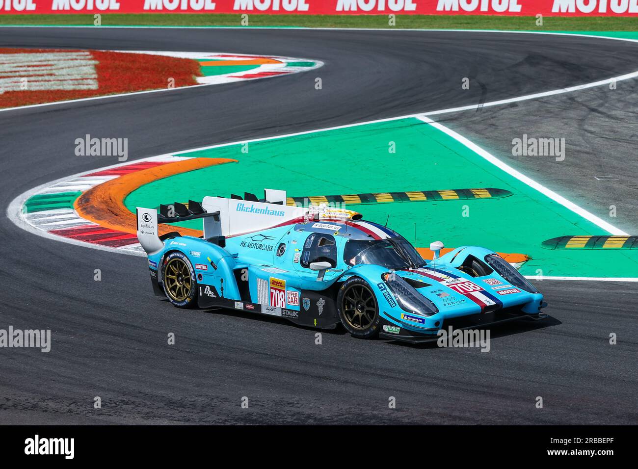 Monza, Italia. 8 luglio 2023. #708 Glickenhaus Racing - Glickenhaus 007 di Romain Dumas (fra) in azione durante il WEC FIA World Endurance Championship 6 ore di Monza 2023 all'autodromo Nazionale di Monza. Credito: SOPA Images Limited/Alamy Live News Foto Stock