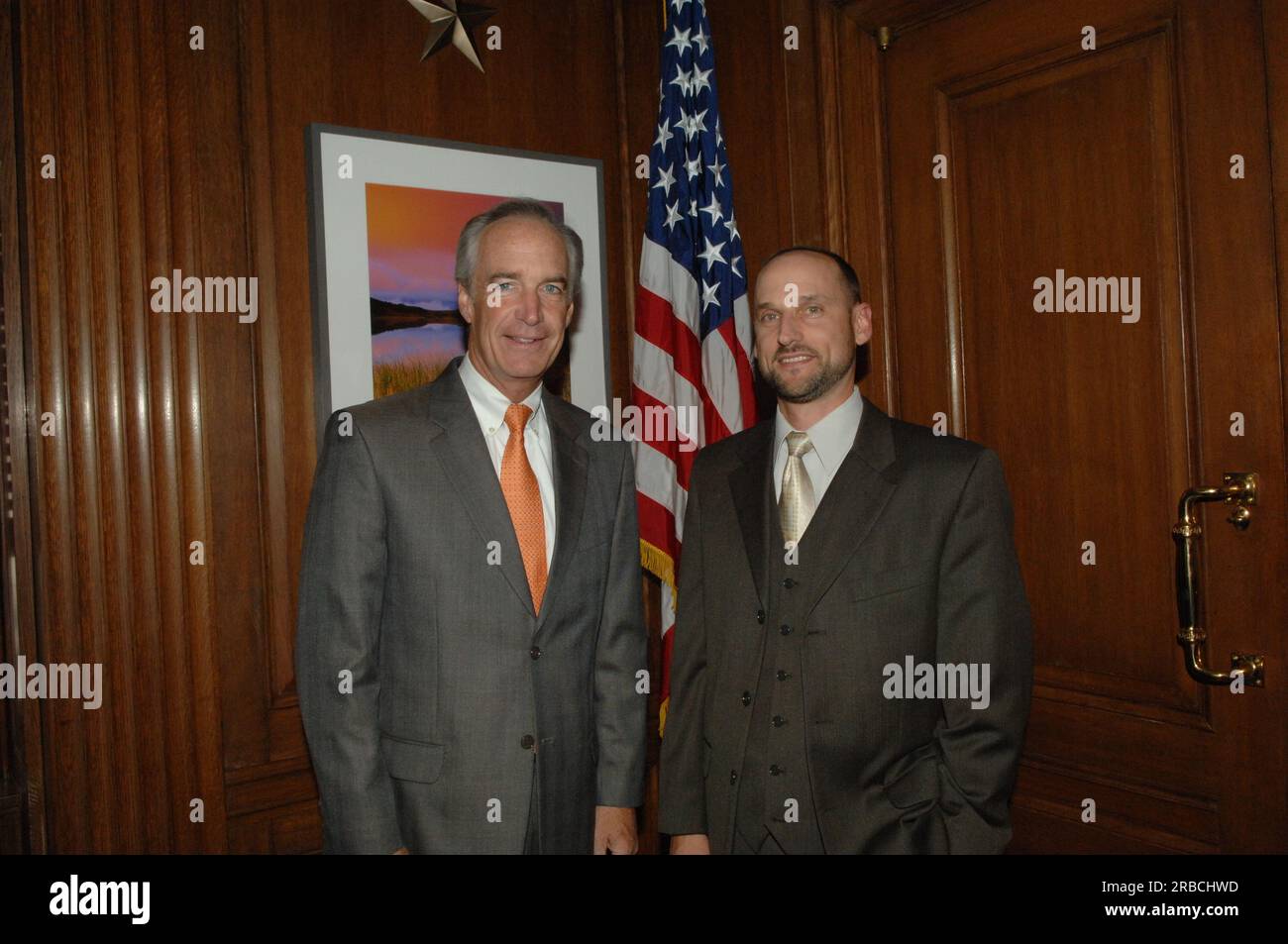 Segretario Dirk Kempthorne al Main Interior con Dan Fowler Foto Stock