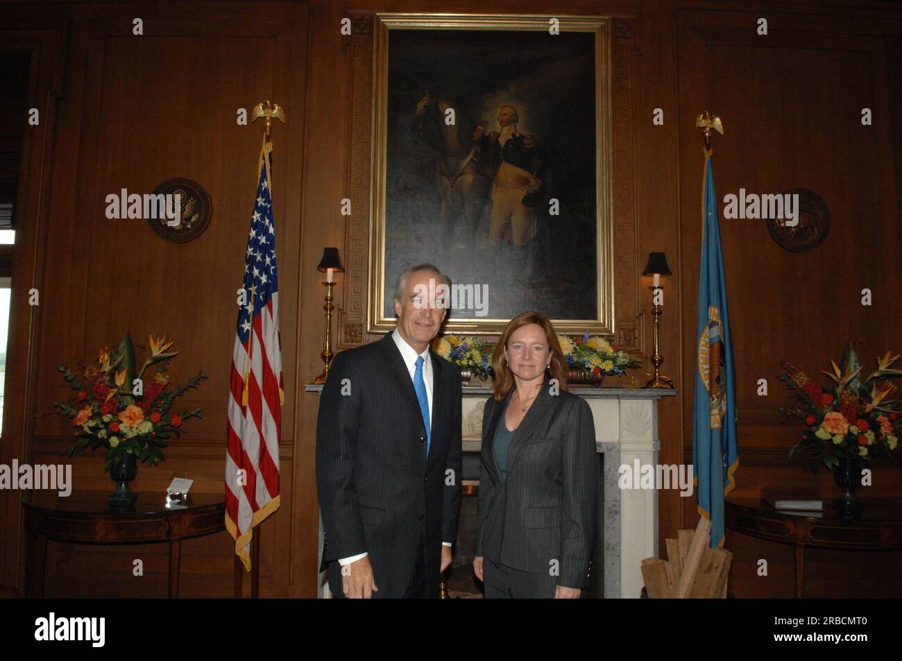 Segretario Dirk Kempthorne al Main Interior con Brenda Harris Foto Stock