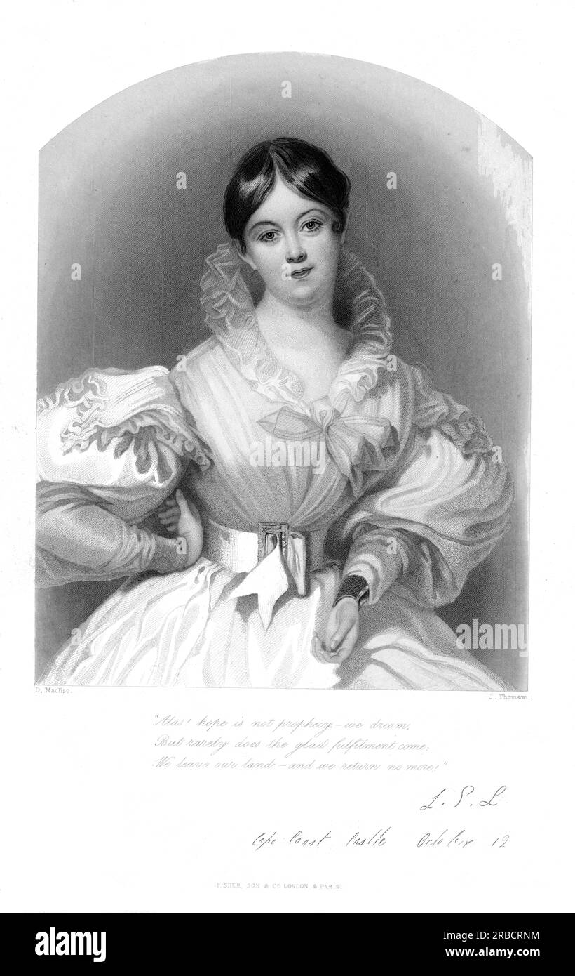 Letitia Elizabeth Landon. L.E.L' incisa da James Thomson (1788–1850) dopo Daniel Maclise, pubblicata su Fisher's Drawing Room Scrap Book, 1845 Foto Stock