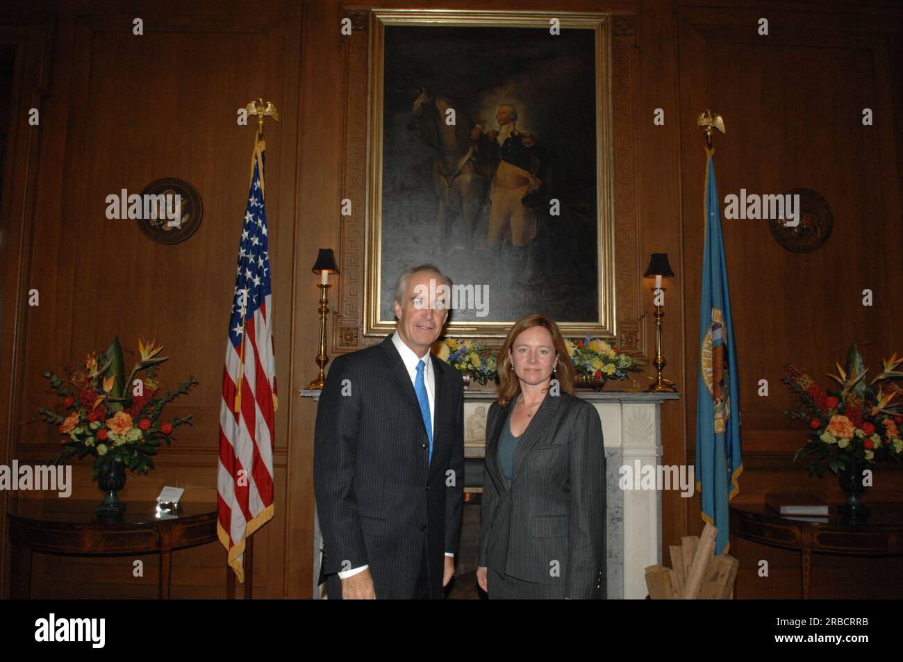Segretario Dirk Kempthorne al Main Interior con Brenda Harris Foto Stock