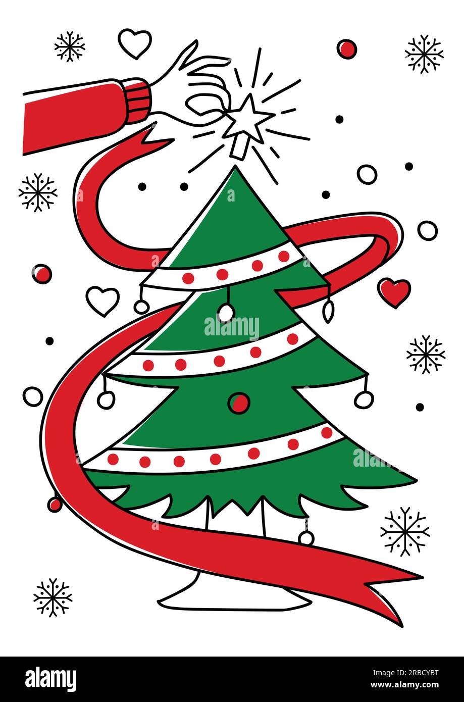 Illustrazione dell'arte della linea per il tema e lo sfondo di Natale Illustrazione Vettoriale