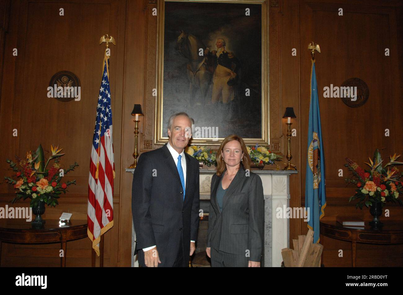 Segretario Dirk Kempthorne al Main Interior con Brenda Harris Foto Stock