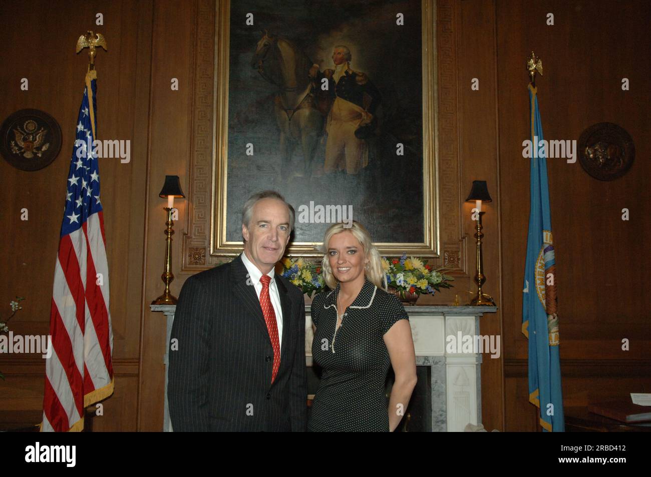 Segretario Dirk Kempthorne al Main Interior con Monica Kempthorne Foto Stock