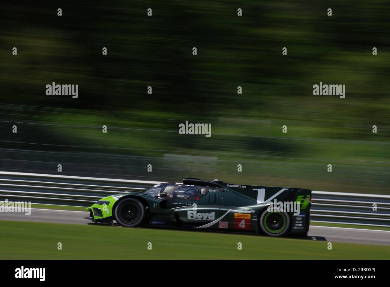 Monza, Italia. 7 luglio 2023. Il 4° FLOYD VANWALL RACING TEAM (AUT), Vanwall Vandervell 680, Esteban Guerrieri (ARG), Tristan Vautier (fra), Joao Paulo de Oliveira (BRA) durante le prove libere del FIA WEC - 6 ore di Monza - World Endurance Championship all'autodromo di Monza il 7 luglio 2023. Crediti: Luca Rossini/e-Mage/Alamy Live News Foto Stock