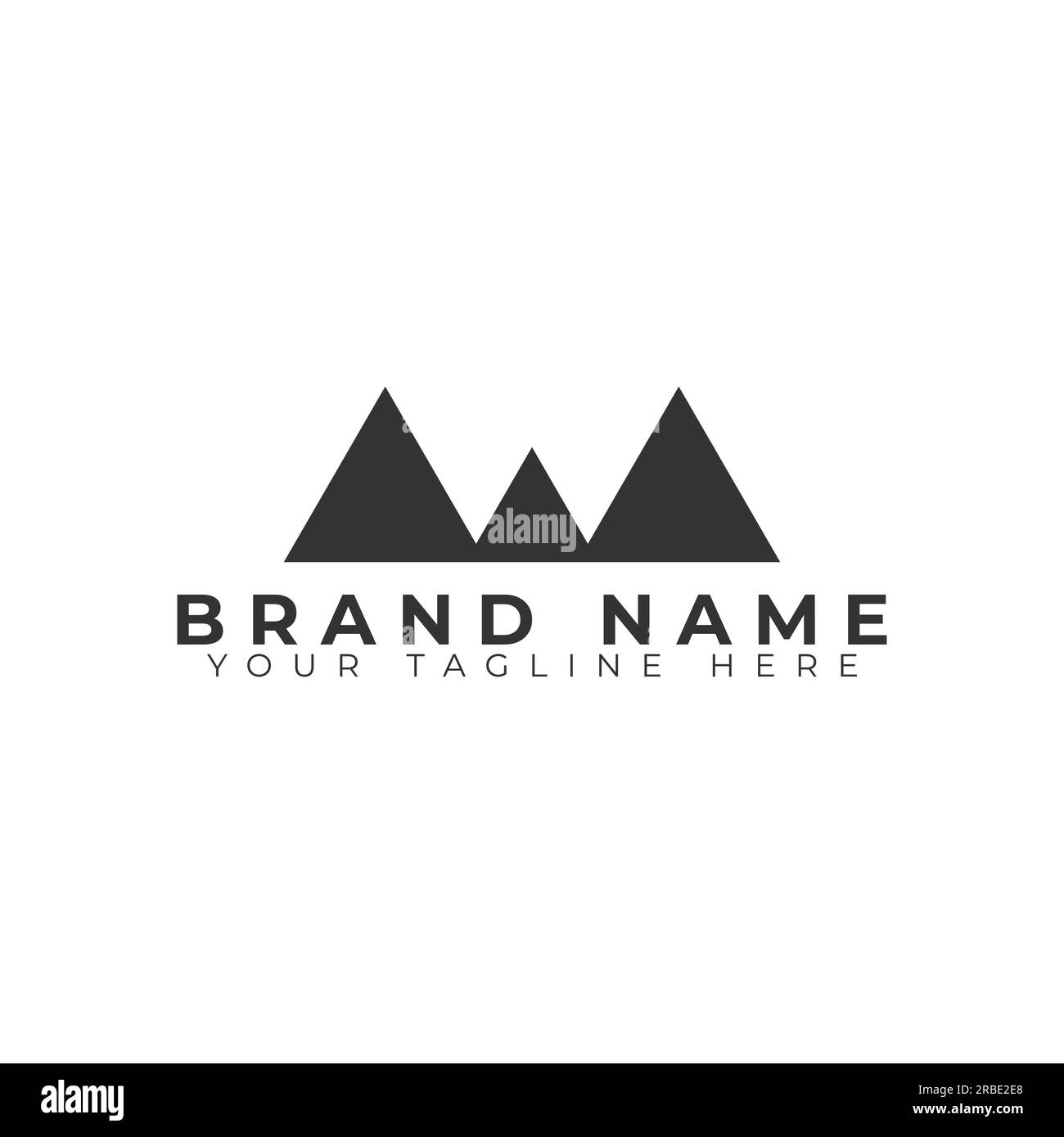 lettera iniziale vettoriale w eps10 nel modello di design del logo nello spazio negativo. simbolo triangolare di montagna isolato su sfondo bianco Illustrazione Vettoriale