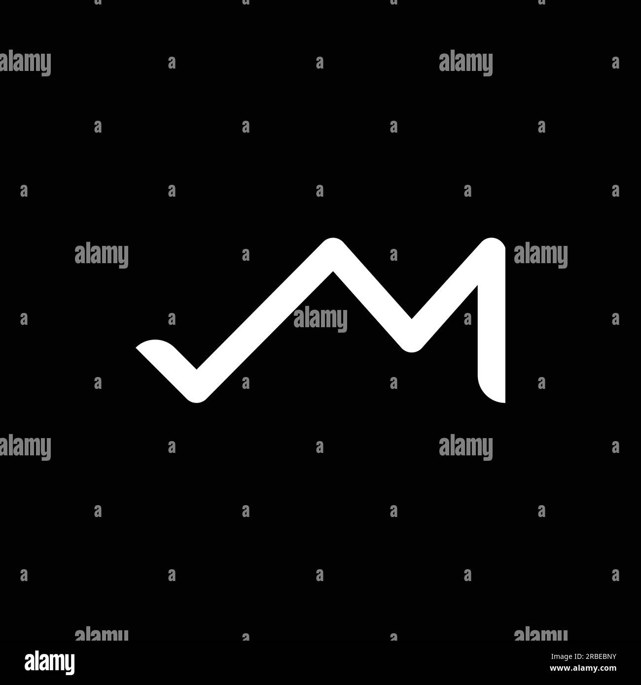 lettera iniziale del vettore eps10 m segno di spunta logo deisgn template isolato su sfondo bianco Illustrazione Vettoriale