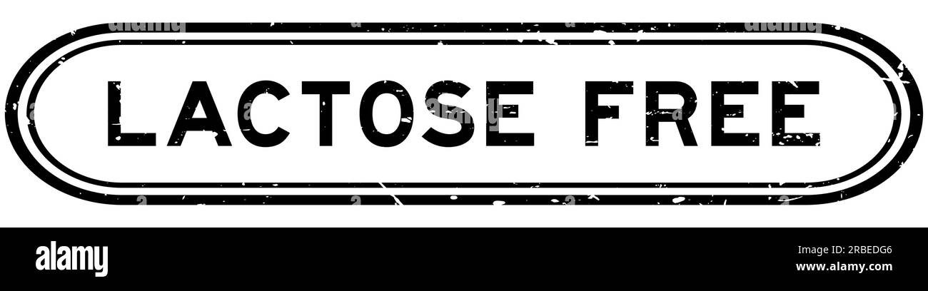 Sigillo in gomma senza lattosio nero grunge su sfondo bianco Illustrazione Vettoriale