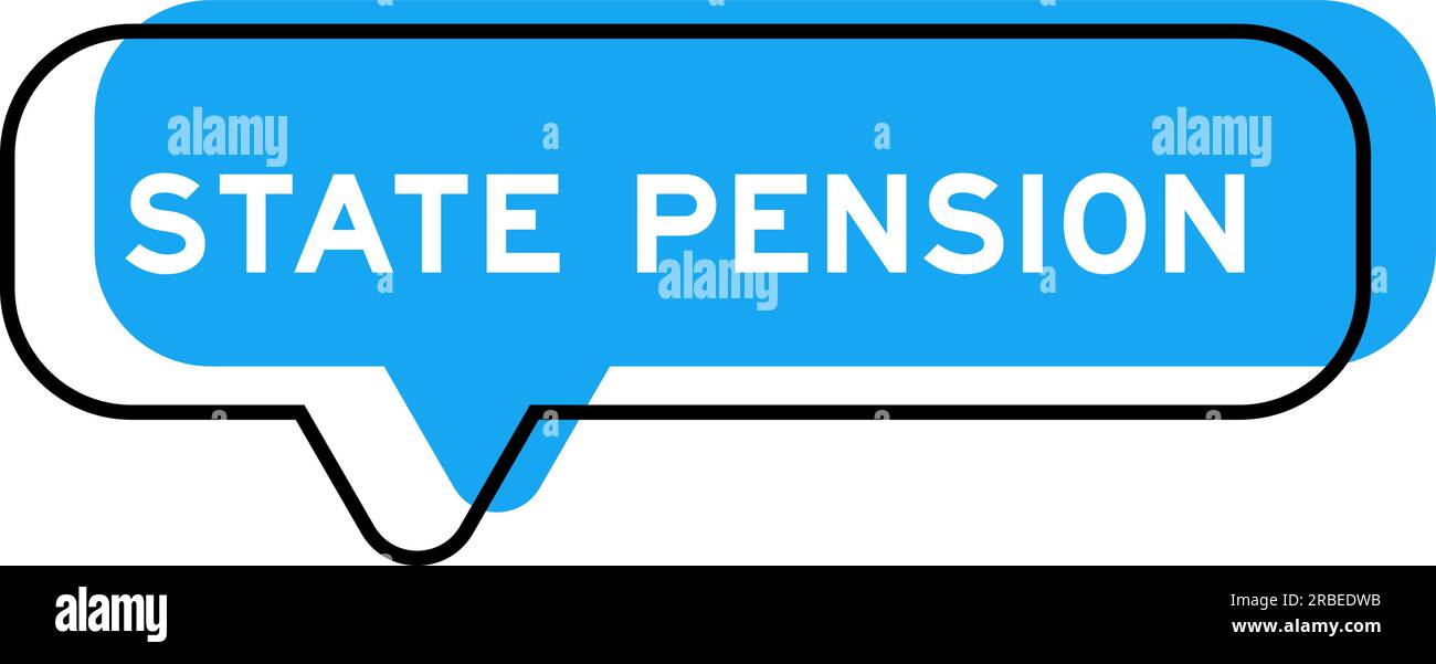 Striscione vocale e sfumatura blu con pensione di stato di parola su sfondo bianco Illustrazione Vettoriale