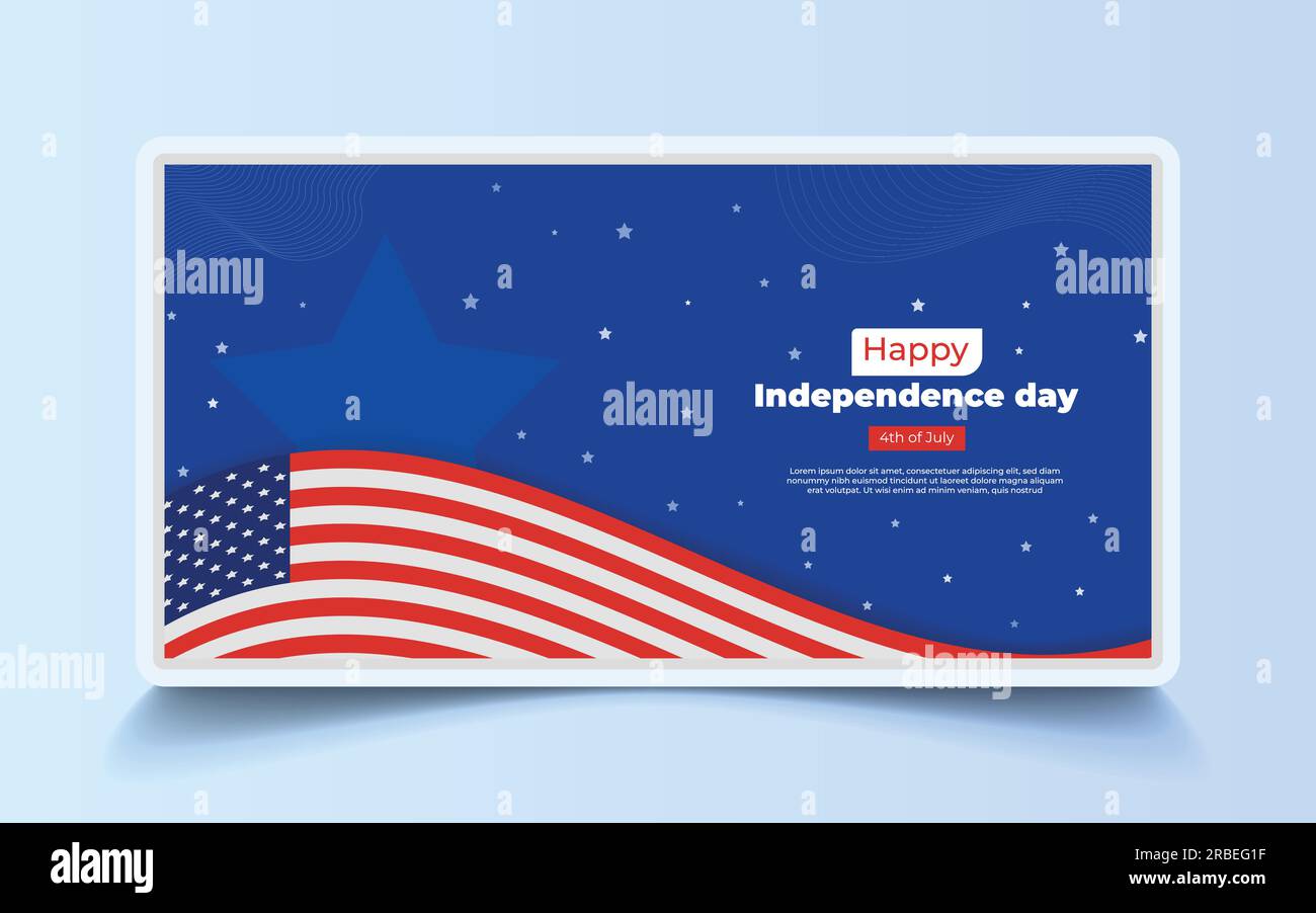 Banner del Vibrant American Independence Day | celebra la libertà e il patriottismo con il design accattivante per le celebrazioni del 4 luglio Illustrazione Vettoriale