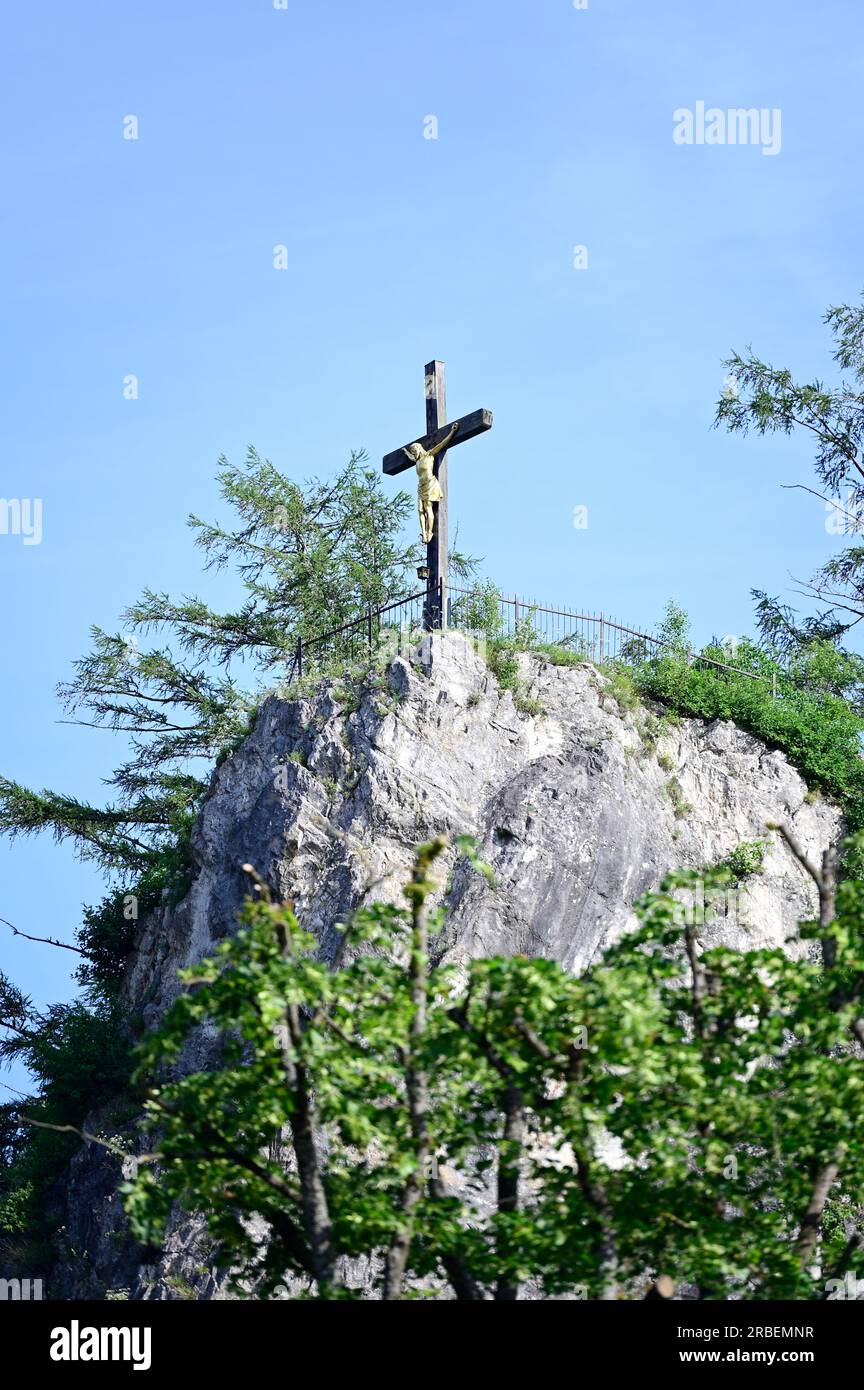 Neuberg, Stiria, Austria. 30 giugno 2023. Calvario con Jesus Cross Foto Stock