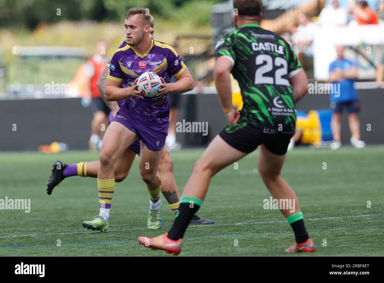 Newcastle, Regno Unito. 11 giugno 2023. Connor Bailey del Newcastle Thunder in azione durante il match per il BETFRED Championship tra Newcastle Thunder e Whitehaven RLFC a Kingston Park, Newcastle, domenica 9 luglio 2023. (Foto: Chris Lishman | mi News) crediti: MI News & Sport /Alamy Live News Foto Stock