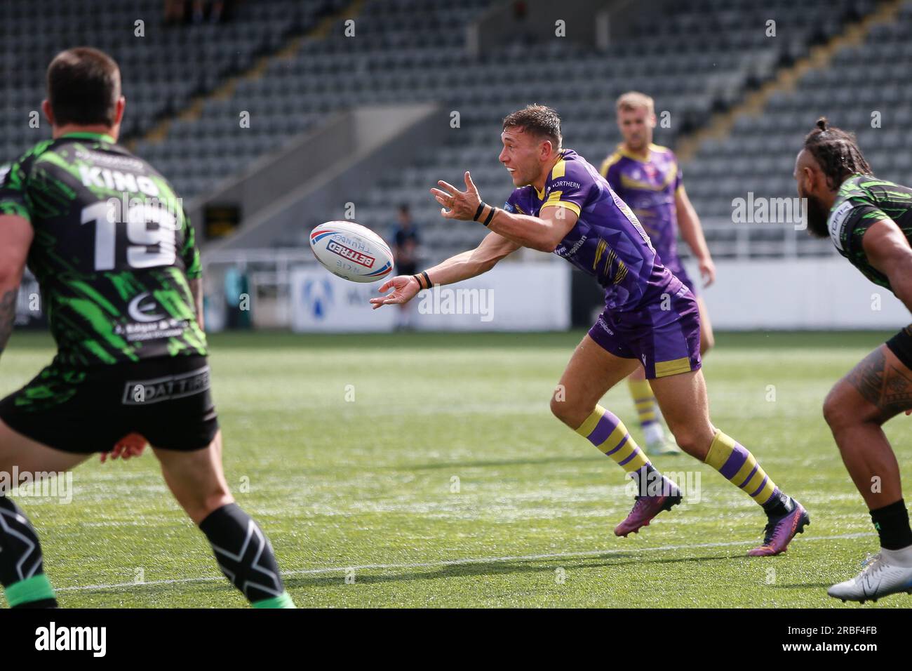 Newcastle, Regno Unito. 11 giugno 2023. Evan Simons di Newcastle Thunder in azione durante il match per il BETFRED Championship tra Newcastle Thunder e Whitehaven RLFC al Kingston Park di Newcastle domenica 9 luglio 2023. (Foto: Chris Lishman | mi News) crediti: MI News & Sport /Alamy Live News Foto Stock