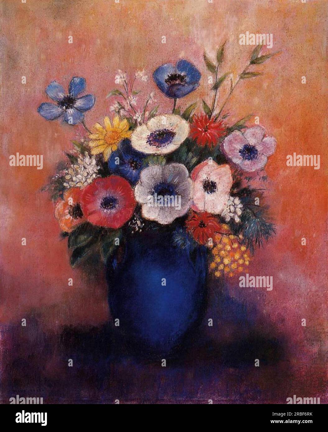 Bouquet di fiori in vaso blu di Odilon Redon Foto Stock