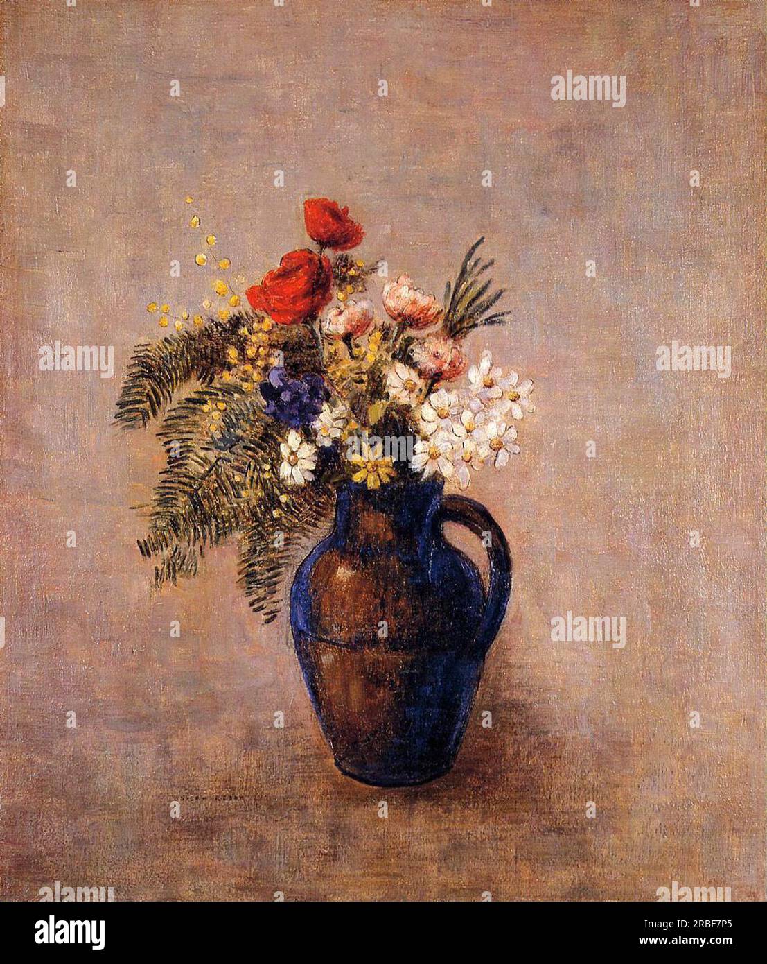 Bouquet di fiori in un vaso blu 1907 di Odilon Redon Foto Stock