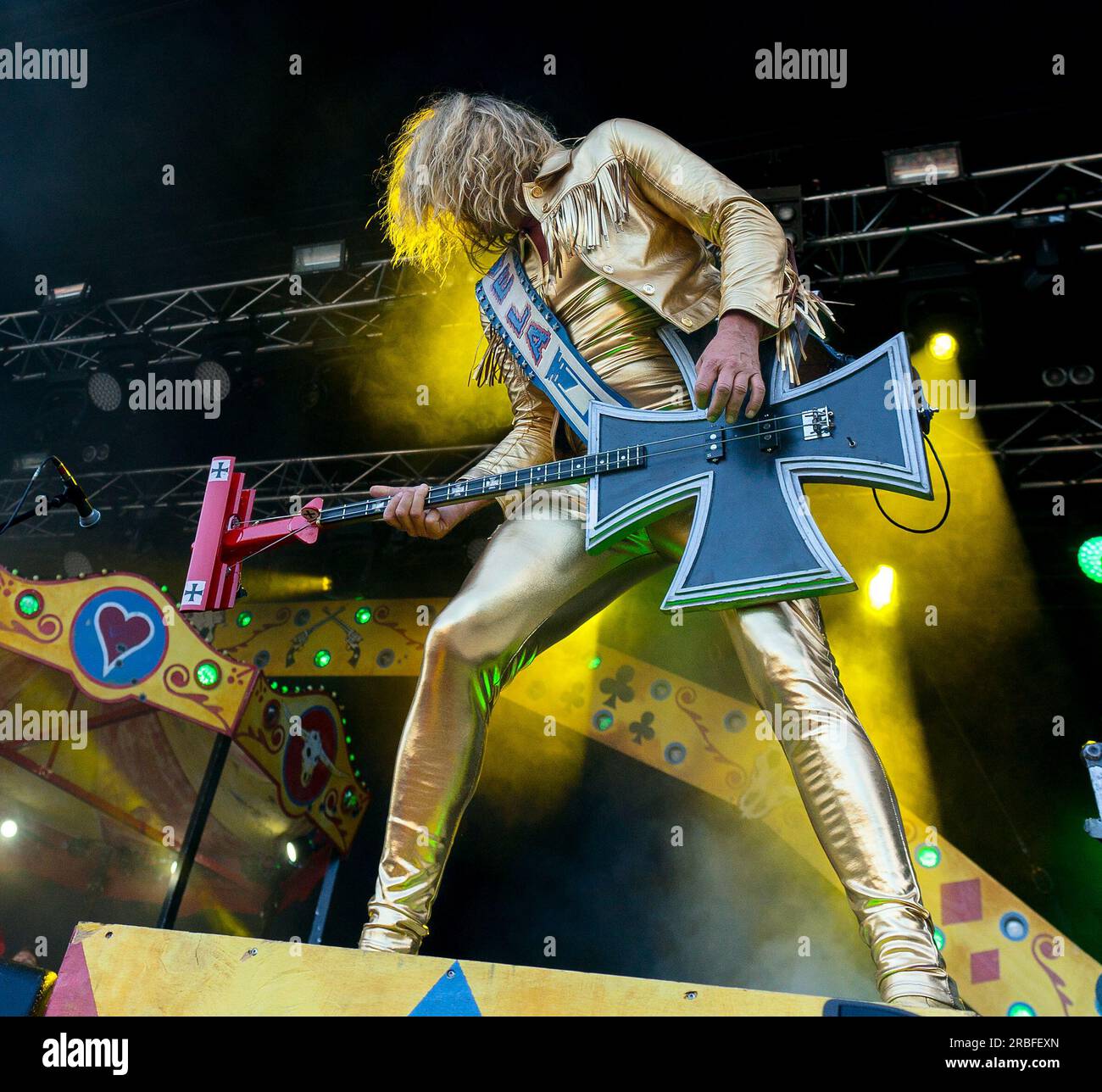 Knilsinge, Svezia, 9 luglio 2023 D.A.D Performing at Time to Rock Festival in Knislinge, Svezia Stig Pedersen - basso, voce solista e cori. Crediti: PEO Mšller/Alamy Live News Foto Stock