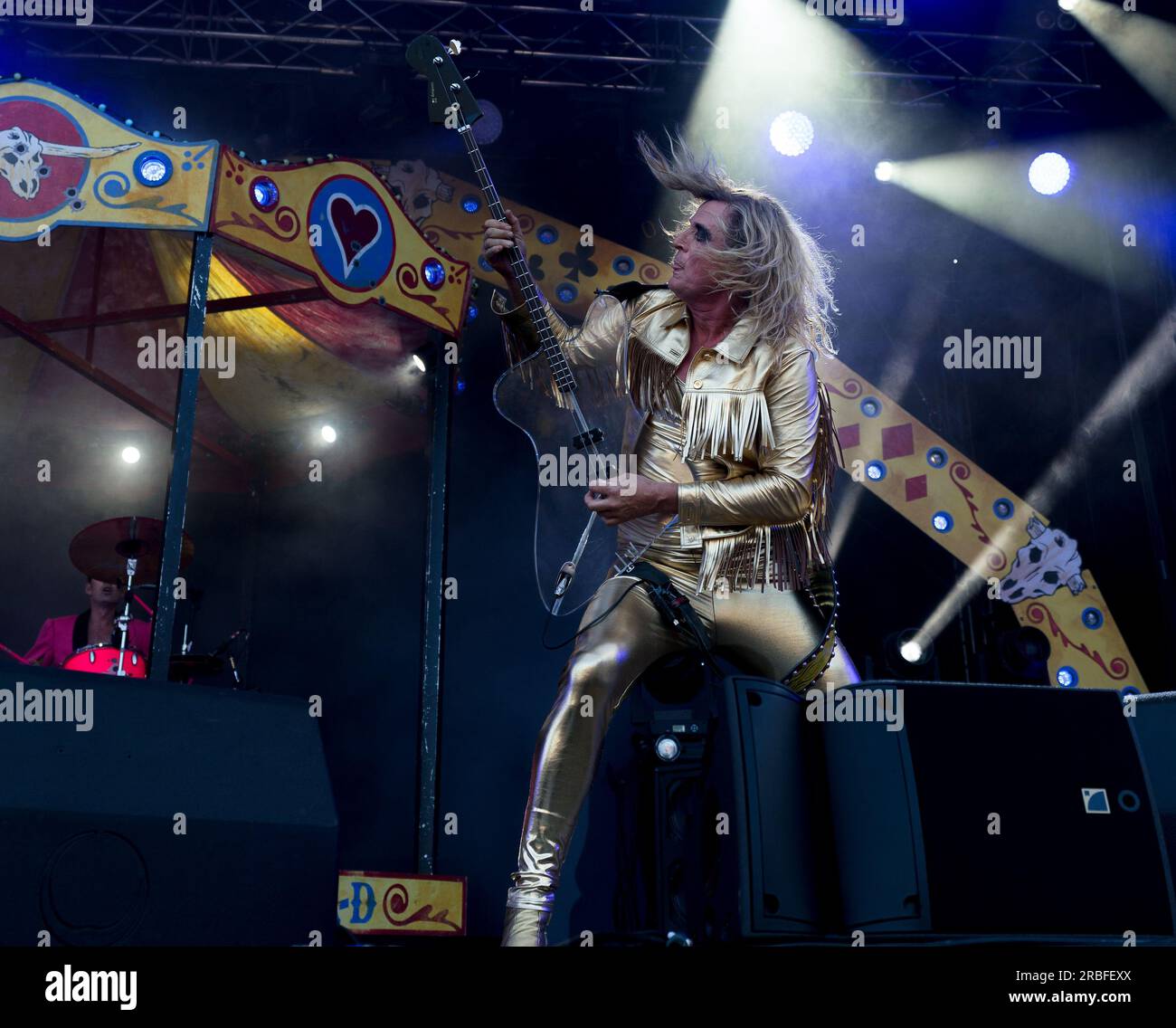 Knilsinge, Svezia, 9 luglio 2023 D.A.D Performing at Time to Rock Festival in Knislinge, Svezia Stig Pedersen - basso, voce solista e cori. Crediti: PEO Mšller/Alamy Live News Foto Stock