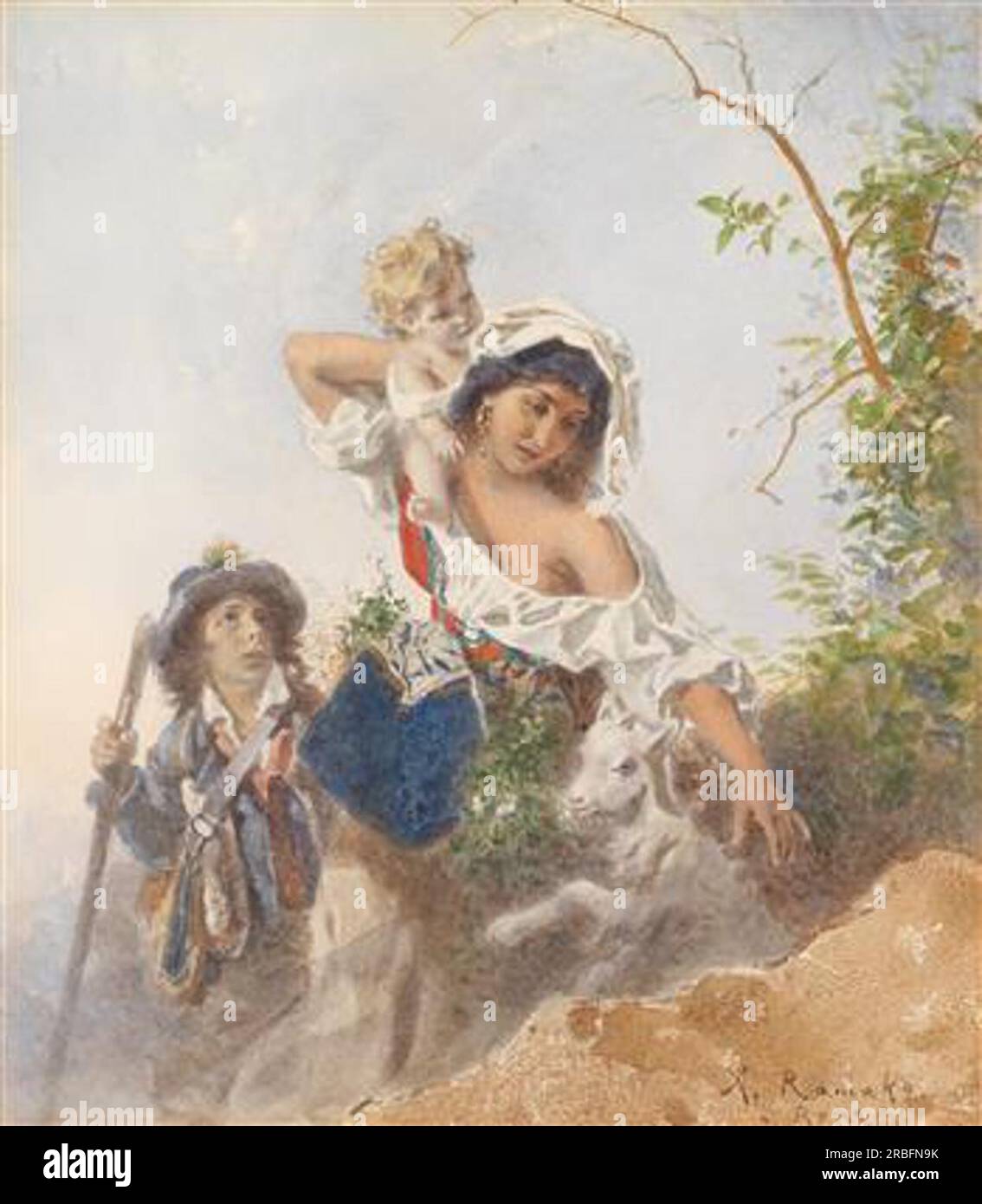 Famiglia dei pastori italiani c.1857 - c.1876; Roma, Italia di Anton Romako Foto Stock