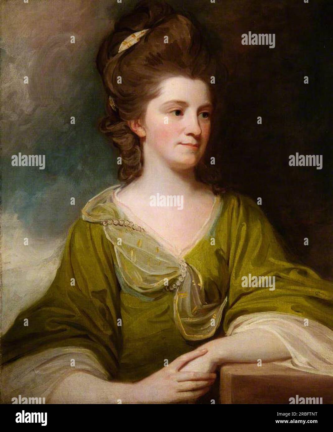 Mrs William Marwood, nata Mary Goulston (1743–1807), moglie di William Marwood di Busby, nei pressi di Stokesley, Yorkshire, da George Romney Foto Stock